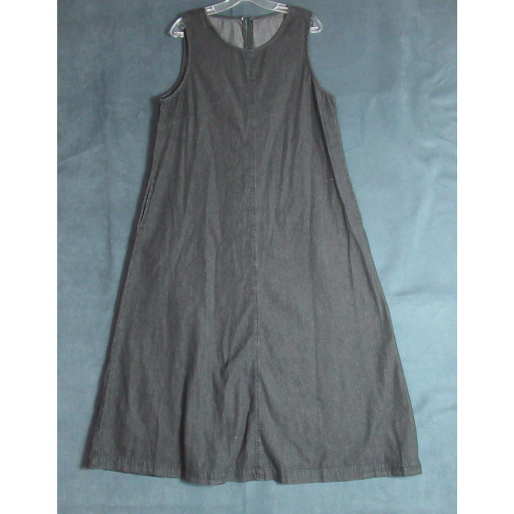 Womens Dress Large Gray Sleeveless Lagenlook Maxi Shift Minimalist Modest Church